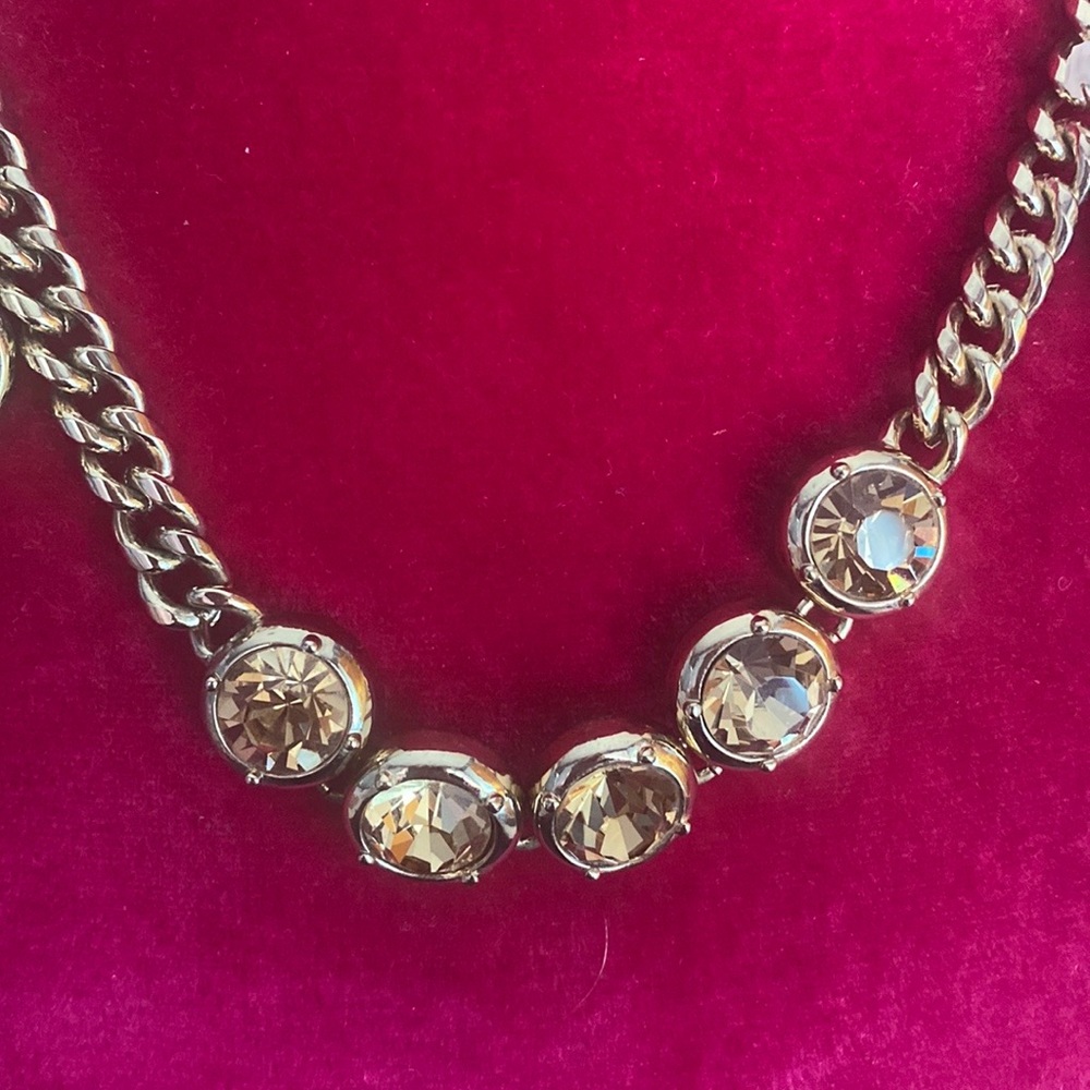 Costume jewelry gold plated necklace with gold stones and earring to match
